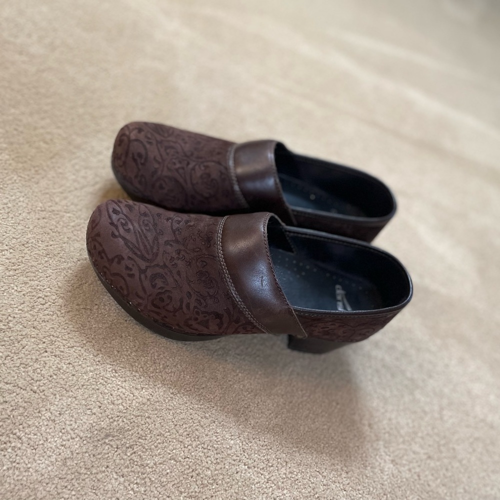 Dansko Brown Paisley Leather Clogs